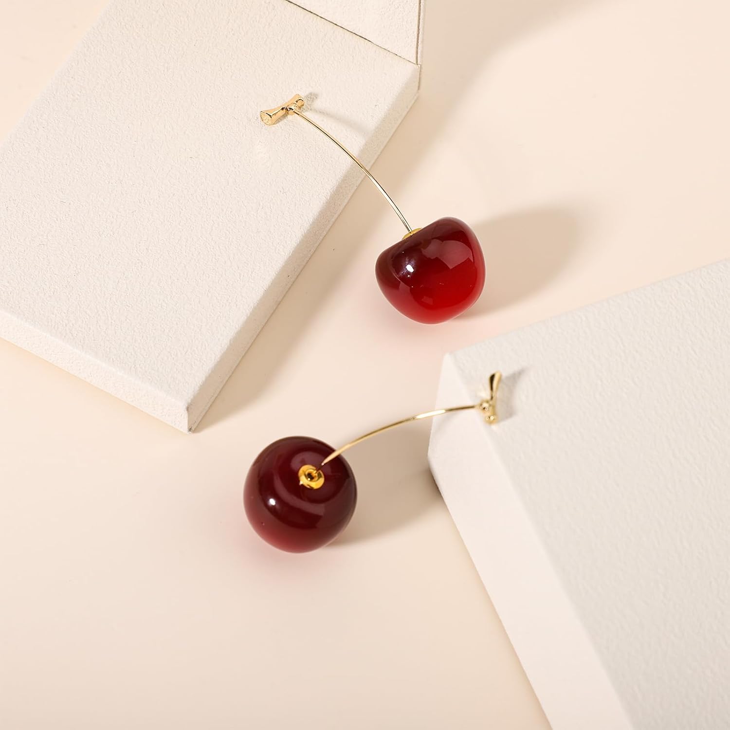 Cherry Earrings for Women, Cute 3d Red Cherry Jewelry Unique Fruit Charm Jewelry Sweet & Lovely Drop Earrings for Women Everyday Wear - Image 4