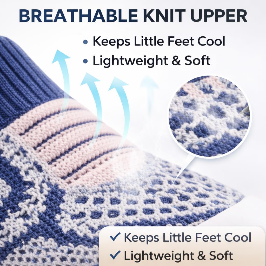 Baby Walking Shoes for Boys Girls – Breathable Knit Toddler Sneakers Non-Slip Soft Sole Infant First Walker Slip-On Shoes Lightweight Baby Sneakers for Crawling, Standing & Walking (12-24 Months)