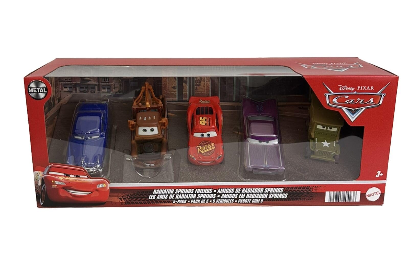 Disney CarsToys Diecast Radiator Springs Friends 5-Pack with Lightning McQueen, Doc Hudson, Mater, Sarge and Purple Ramone
