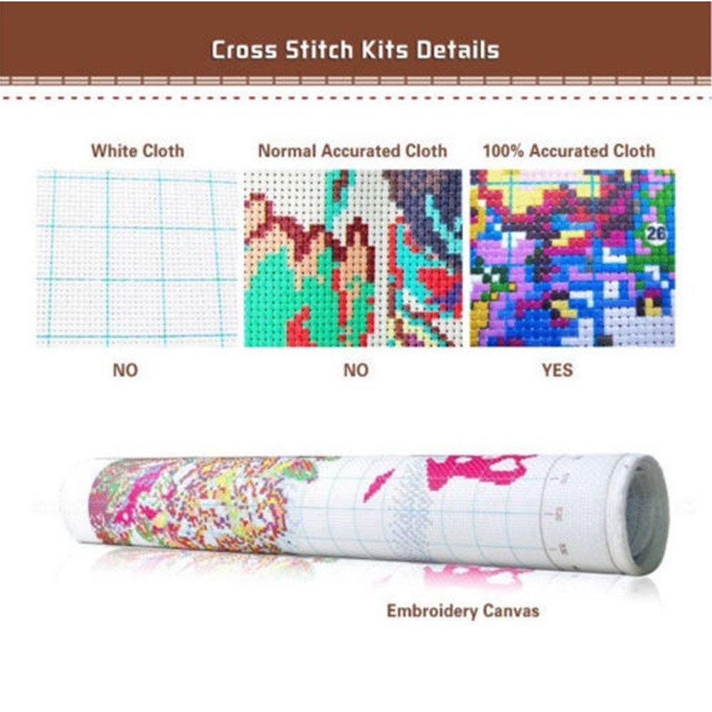Kit Point De Croix Imprimé “Embrasser” – Tissu 11CT, Dimensions 51x37 Cm, Fils Inclus - 6