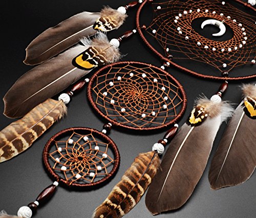 Urdeoms Large Dream Catchers for Bedroom Adult Brown Boho Dream Catcher Wall Decor with Turquoise Hanging Ornament Teen Dorm Room Decor Festival Gift (NO.9) - Image 5