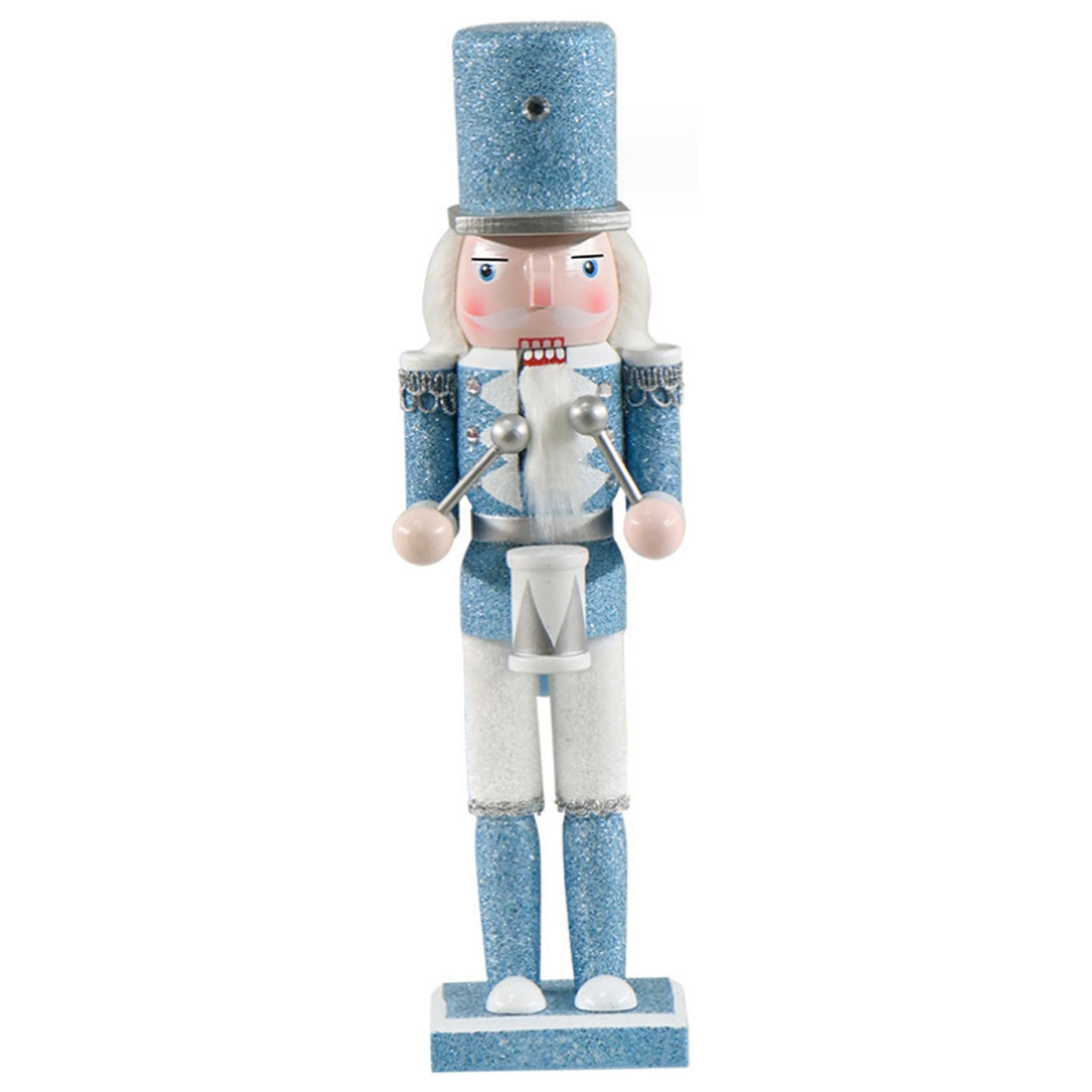 Casse-Noisette Noël en bois blanc et bleu pour illuminer votre table de réveillon en famille