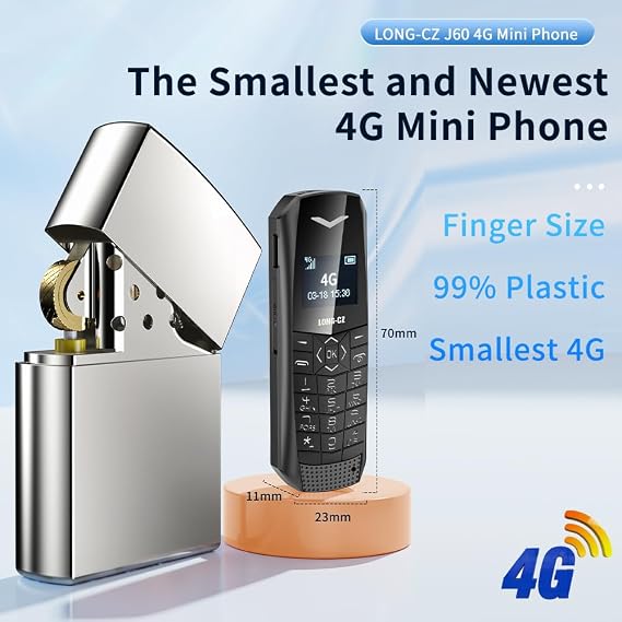 J60 - World's Smallest 4GB Mobile Phone- Mp3 Music Mini Phone (Black)
