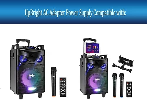 Miniatura 2 de UpBright Adaptador de 15 V CACC compatible con Moukey MTs10-1 MTs10-2 MK3017-US MTs10-4 12V 4.5Ah batería de plomo-ácido máquina de karaoke portátil