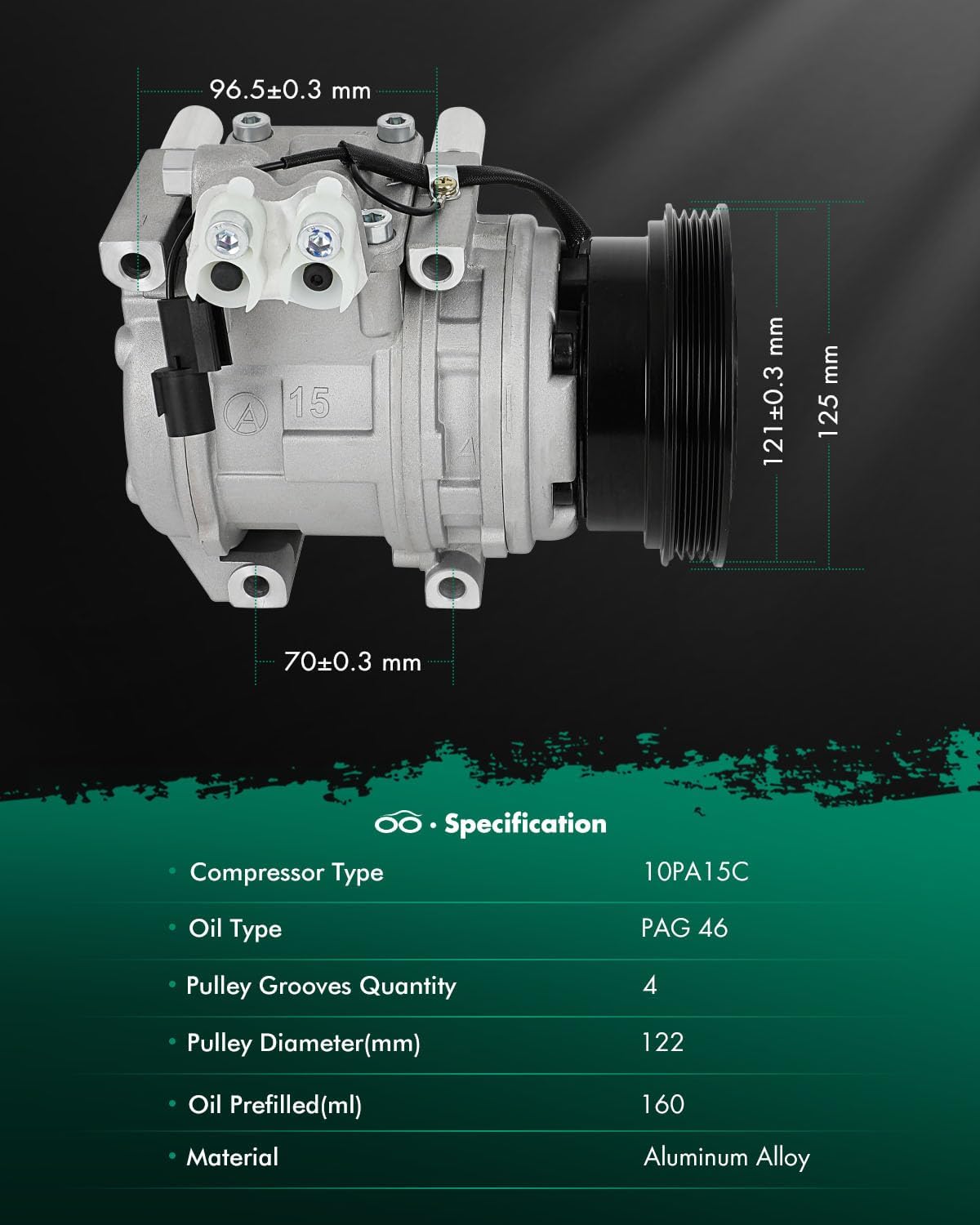 SCITOO AC Compressor Fit for Hyundai Tucson 2.0L 2008-2009, Air Conditioning Compressor for Kia Sportage 2.0L 2008 2009 2010 CO 11374C