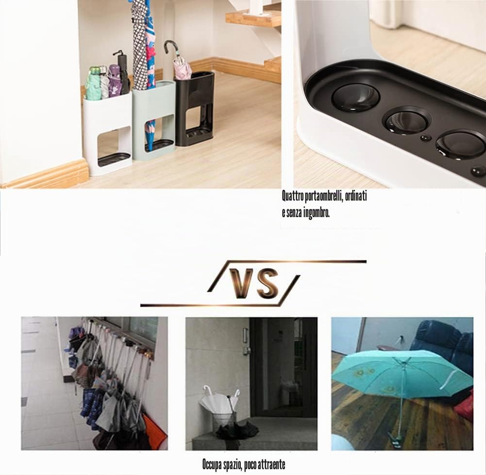 Portaombrelli da passeggio con vassoio idrocopico e ventose, supporto autoportante in plastica per casa e ufficio, collocarsi in corridoio o atrio