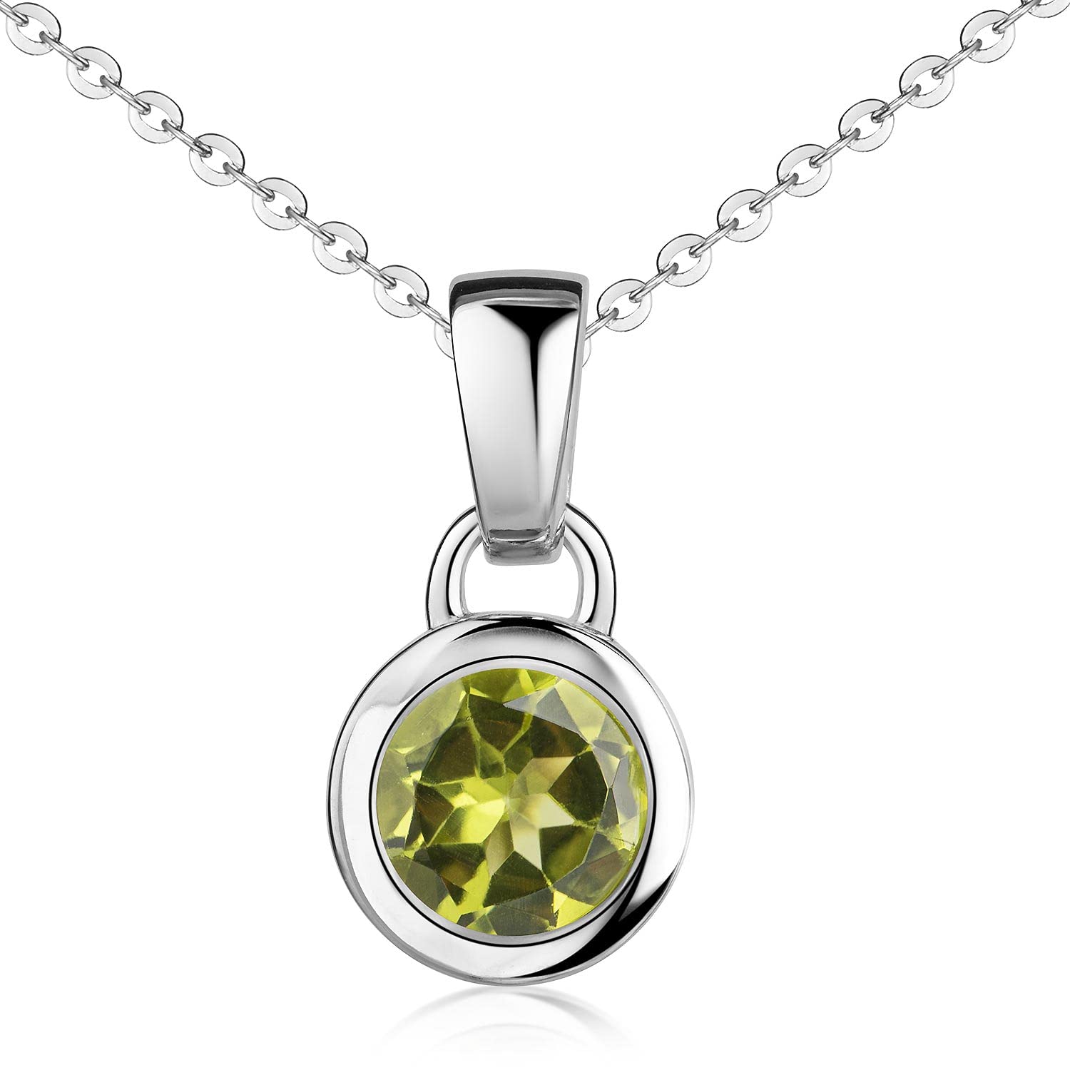 MATERIA by Matthias Wagner Damen Kettenanhänger Silber 925 Edelstein Peridot Kette echt