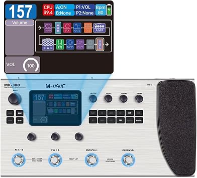 M-KVIVE MK-300 Guitar Multi-Effects Processor Pedal with 320+ Effects,160 Presets,Looper, Expression Pedal, Drum Machine,MIDI Port, IR Loader,Neural Network Modeling,Guitar/Bass