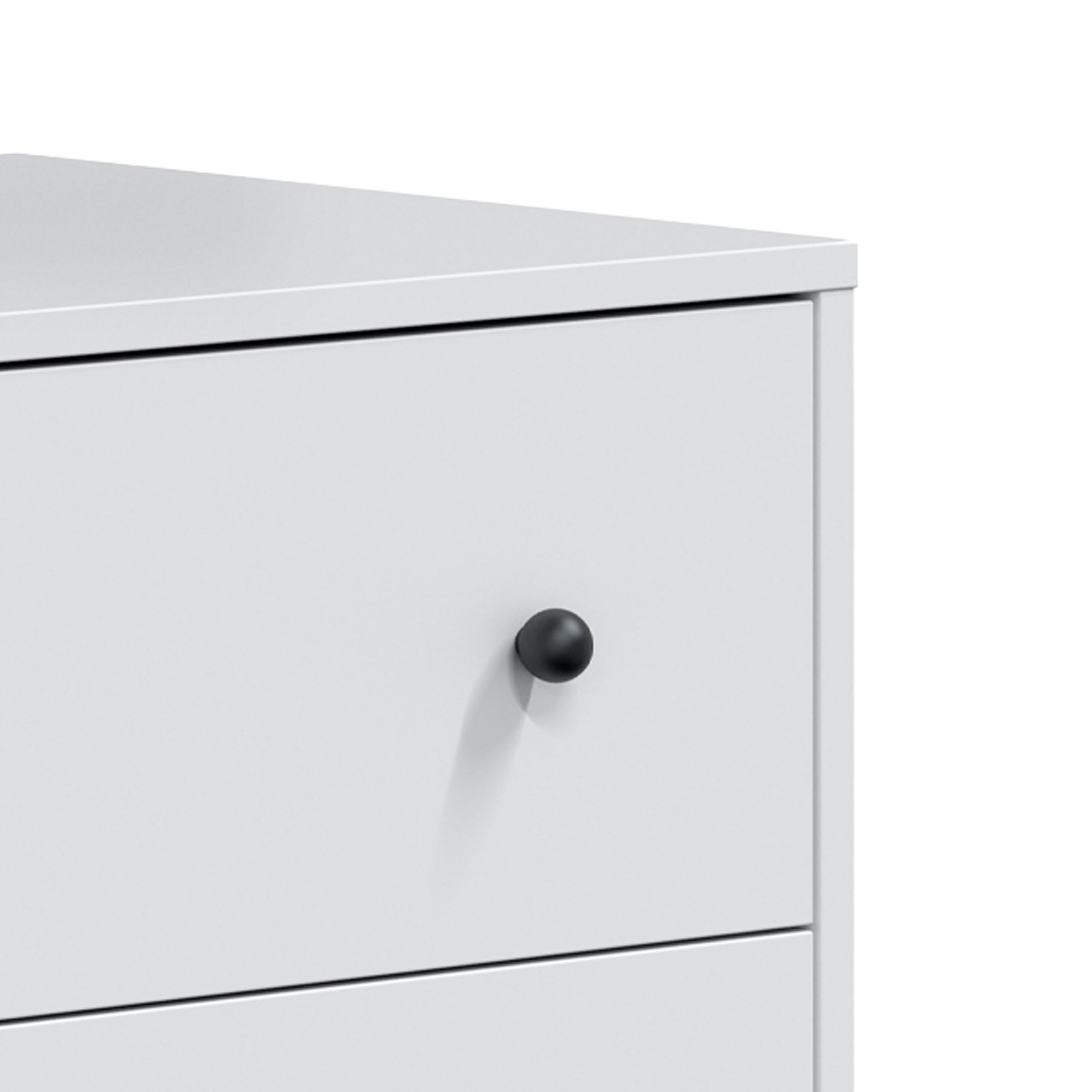 duehome | Comoda de 4 Cajones para Dormitorio, Cajonera Dormitorio, Modelo Iconic, Acabado en Blanco Artik y Negro, Medidas: 77,5 cm (Largo) x 95 cm (Alto) x 40 cm (Fondo)