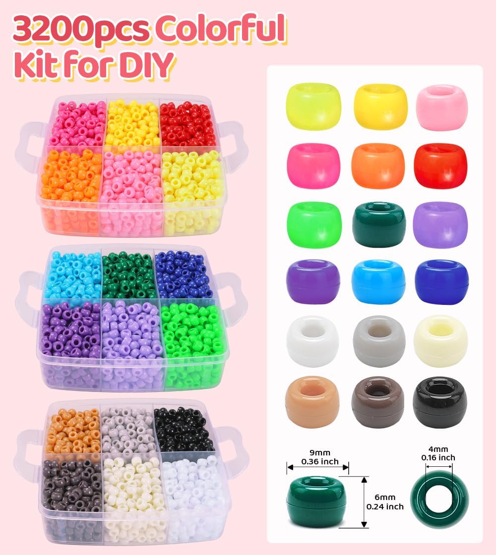 IOOLEEM Pony Beads (18 Colors, 3200pcs), Beading Kits for Bracelet, Beads for Friendship Bracelets & Jewelry Making, Easy Storage. - Image 2
