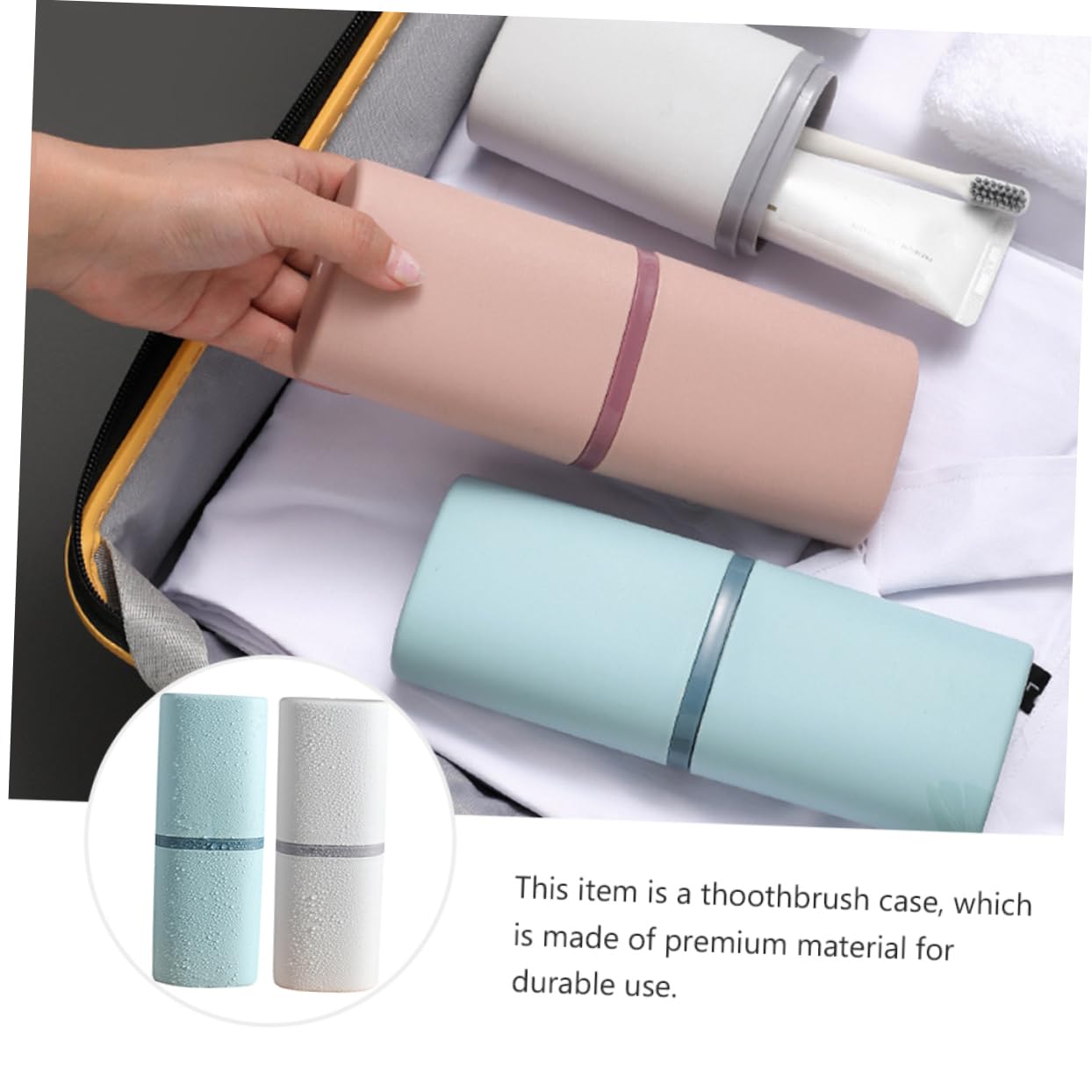 WOFASHPURET 2Pcs Portable Toothbrush Storage Case Washing Cup Durable Fine Workmanship Compact Design for Home Travel Use for Men Women White