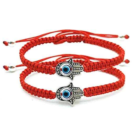 Unisex Handmade Braided Rope Lucky Red String Bracelet Hamsa Evil Eye Charm Bracelet for Women Peaceful Adjustable Couple Bracelets