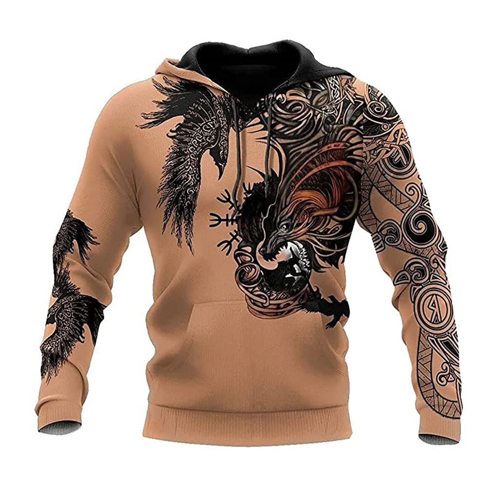 JJLLAZAD Fenrir Wolf Hoodie - 3D Full Print Viking Style Zipper Jacket - Unisex Pullover