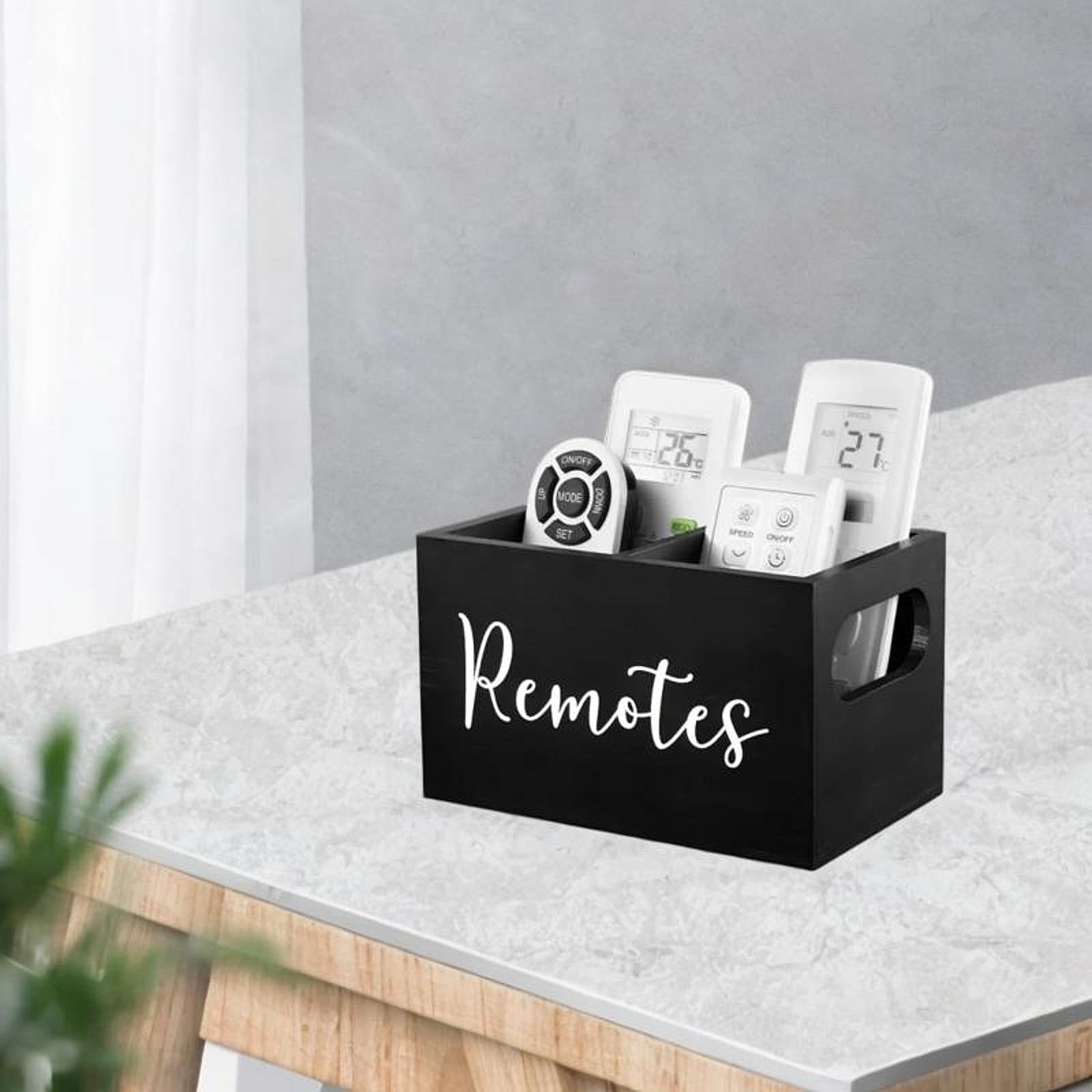 Enakshi®, supporto per telecomando in legno, stile retrò, per letto, comodino, divano, nero, casa e giardino, forniture per la casa e le pulizie, organizzazione della casa e altre organizzazioni