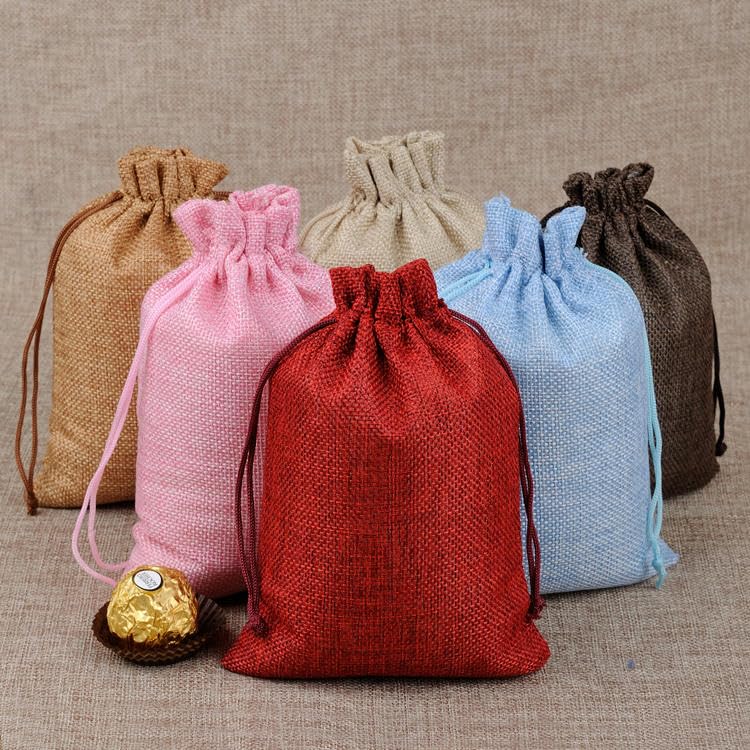 Pochettes à bijoux, Sacs à cordon en lin violet 20 x 30 cm, lot de 100(Orange,7x9cm 50 PCS)