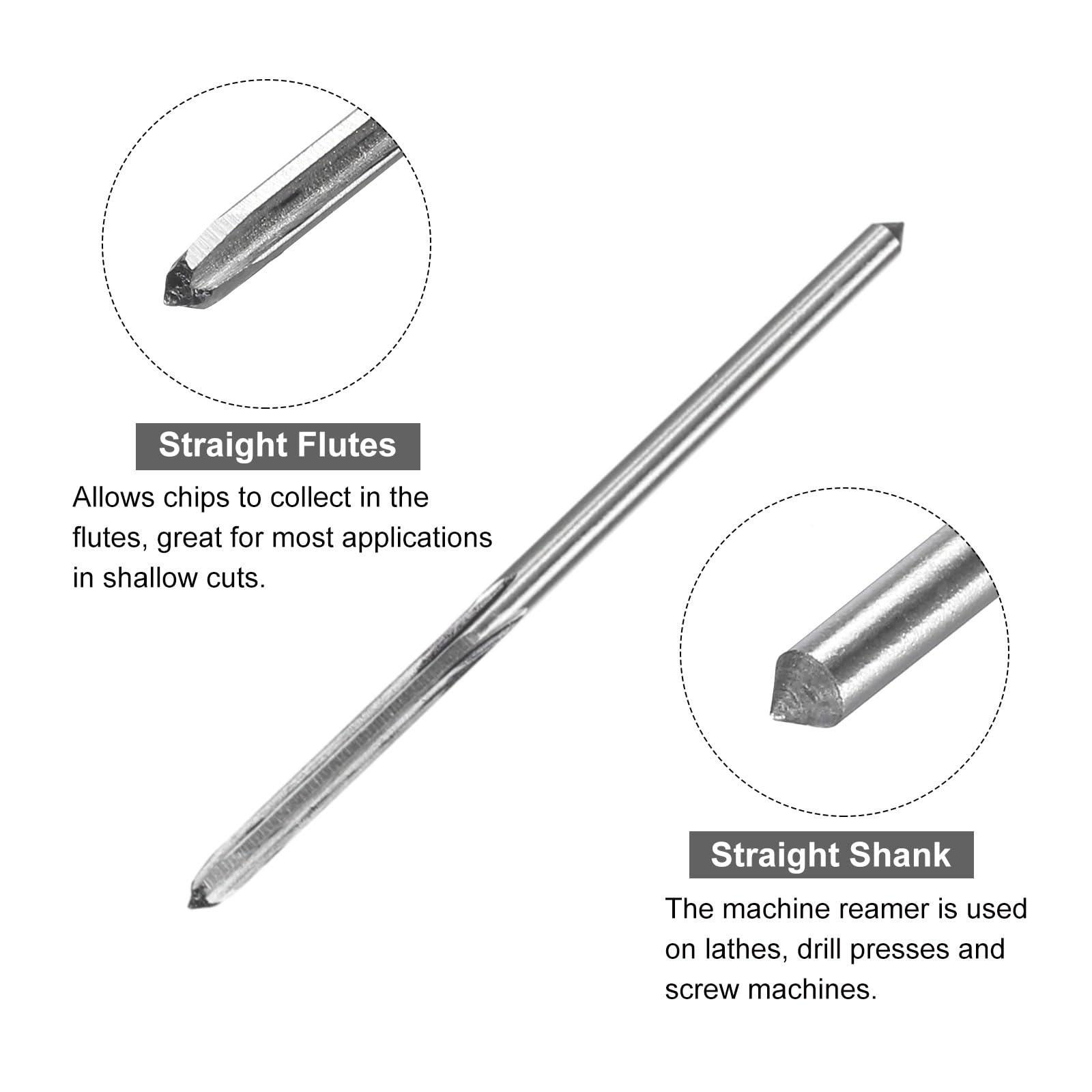 Sourcing Map Chucking Reamer 2.5mm, H8 HSS Lathe Machine Reamer 4