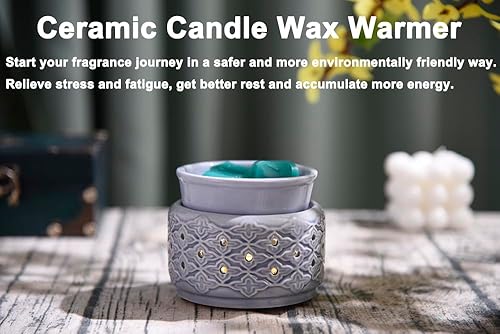 Miniatura 6 de Calentador de cera de cerámica con luz LED para fusión eléctrica de cera perfumada, quemador de aceite 3 en 1, calentador de cera de vela eléctrico,