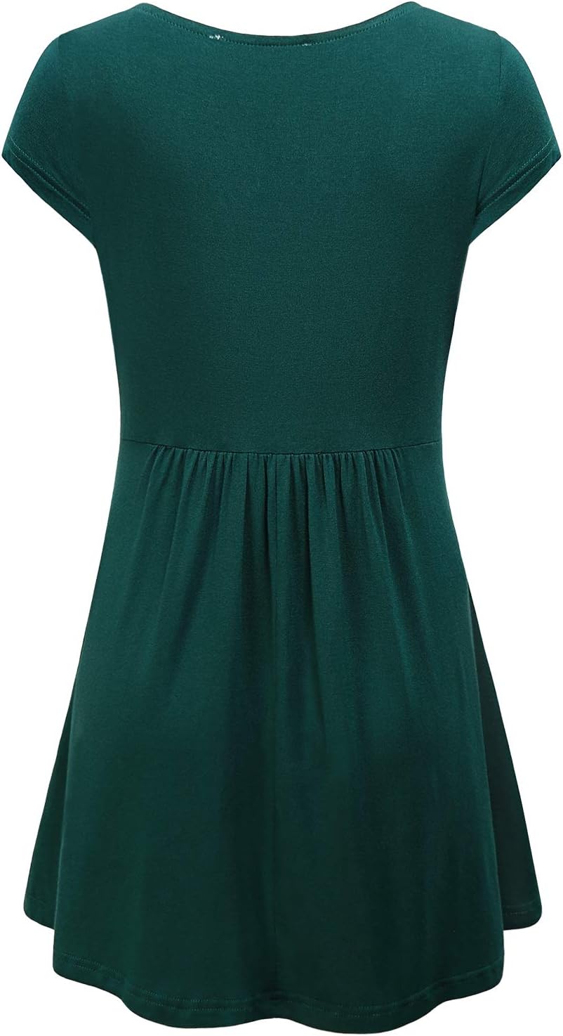 Womens Square Neck Short/Long Sleeve Dressy Tunic Shirts - Image 2