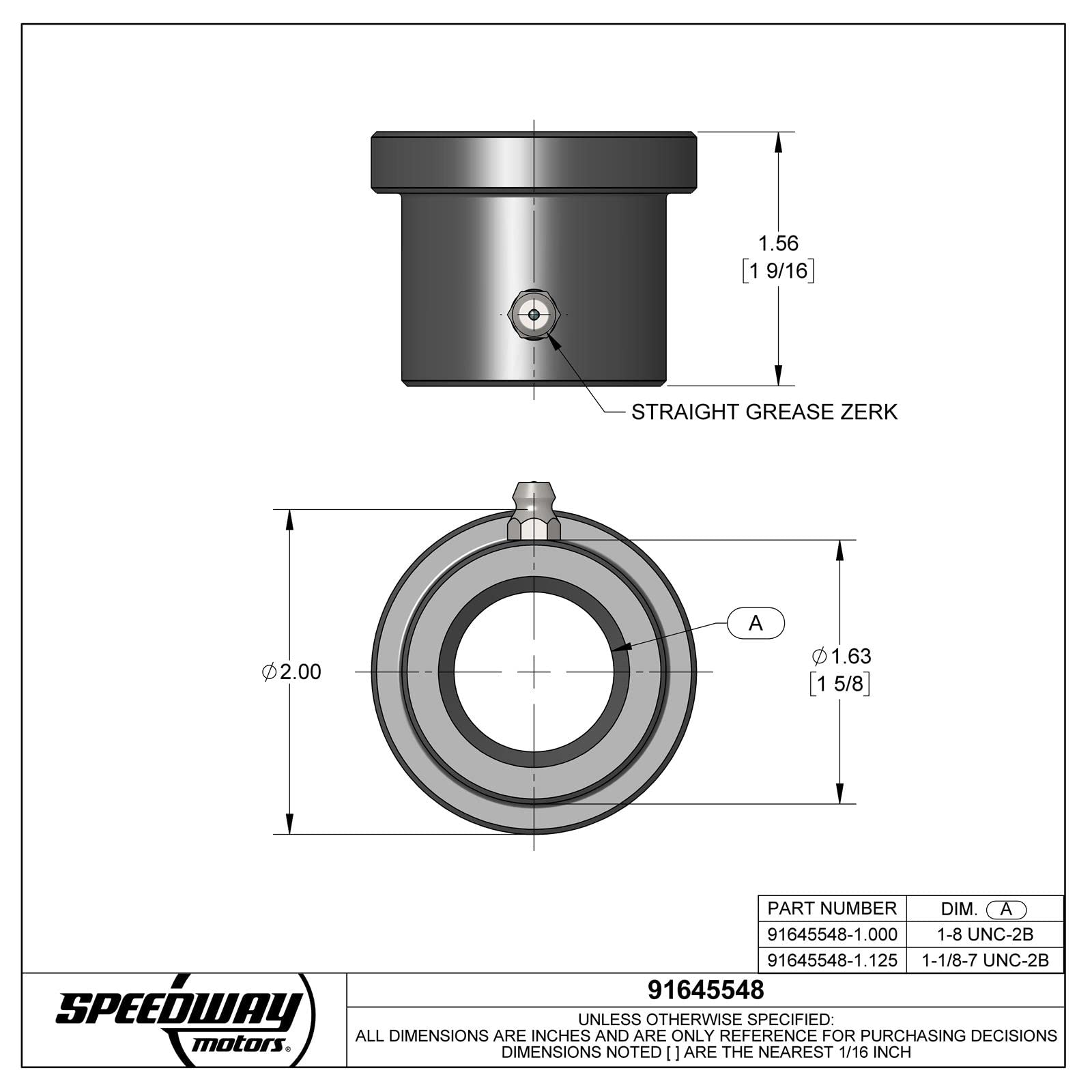 Weld-In Weight Jack Nuts w/Grease Zerk, 1-1/8 Inch Coarse Thread
