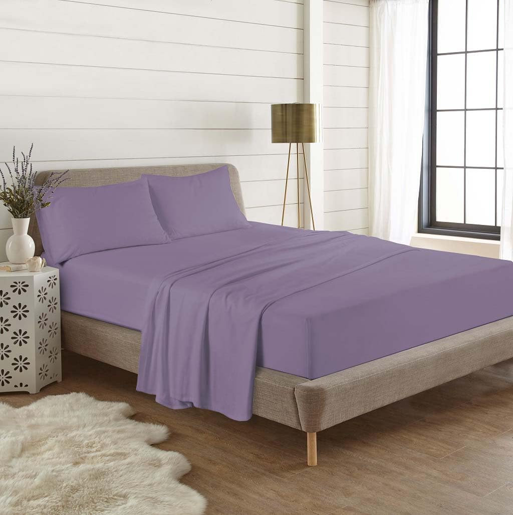 Dazzle Collection 100% Brushed Cotton Thermal Flannelette Fitted Sheet 25cm Deep Mattress Sheet Soft & Cozy Fitted Bed Sheet (Lilac, King)