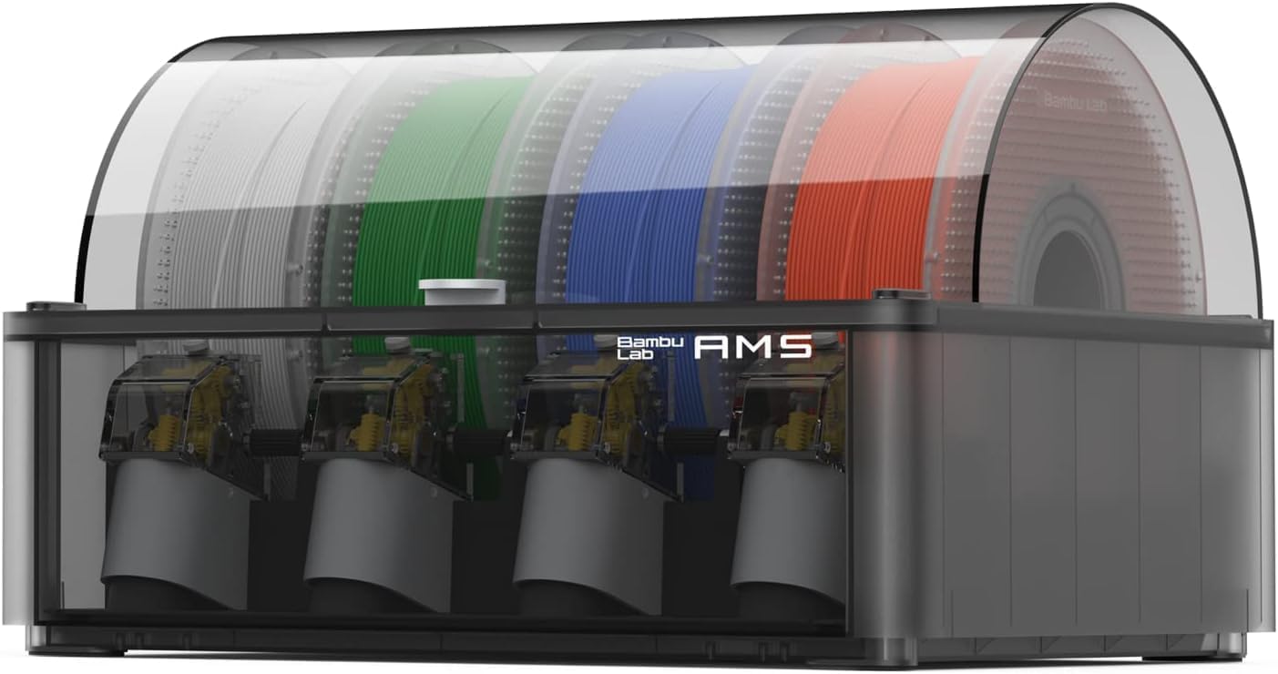 Bambu Lab AMS 2 Pro, Sistema automatico di materiali per la stampa 3D, supporto fino a 24 colori/multi-materiale, asciugatura attiva del filamento 65 ℃, sincronizzazione del filamento RFID