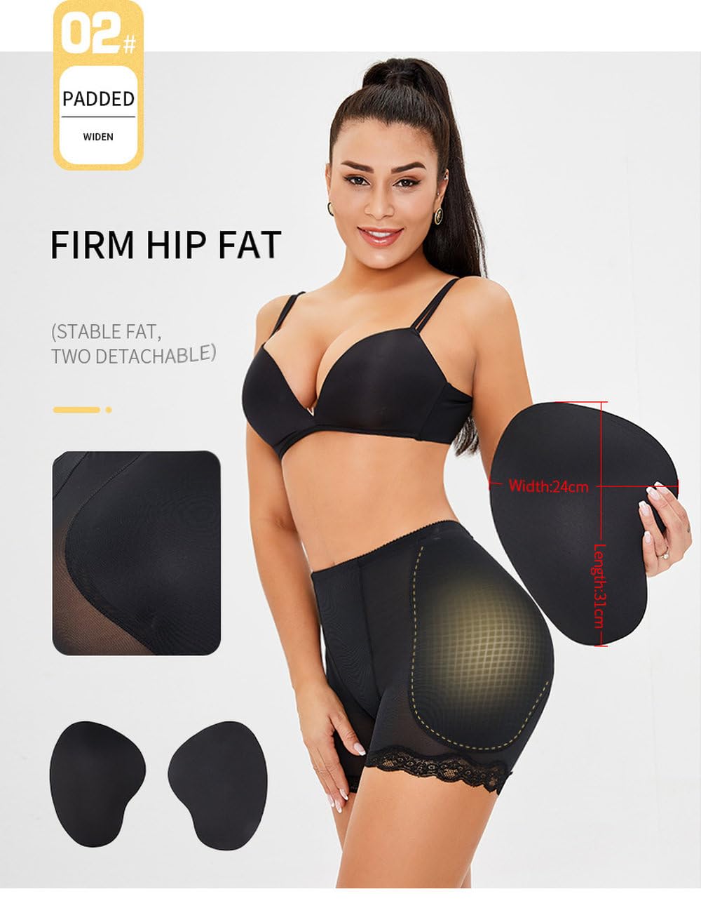 Bragas Levantadoras De Glúteos - Faja Moldeadora De Realce De Glúteos Para Mujer, Bragas De Cintura Baja Para Realzar Las Caderas, Mono De Talla Grande, Almohadillas Adelgazantes Para El Abdomen
