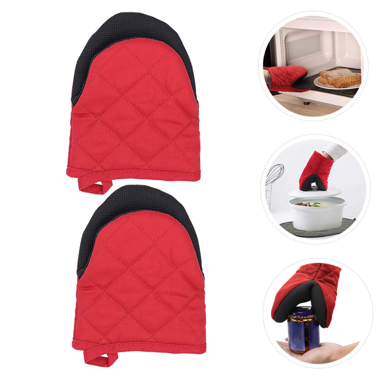 Guantes para Horno Microondas Resistentes Al Calor, Tamaño Mini, Material Seguro Resistente, Protección contra Quemaduras, Uso En Cocina/Barbacoa, Rojo