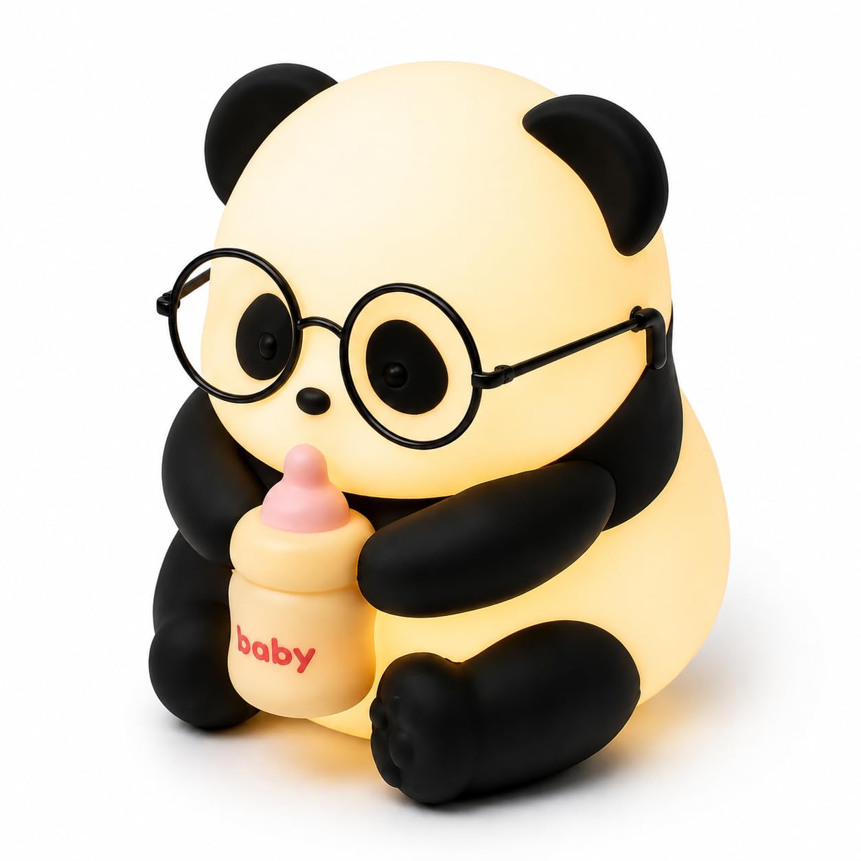 HUMAIZAR Silicone Panda LED Night Light with Glasses and Bottle - Soft Silicone Animal Lamp, Rechargeable and Portable, Ideal for Nursery, Bedside for Kids, and Baby Showers, White-image-18
