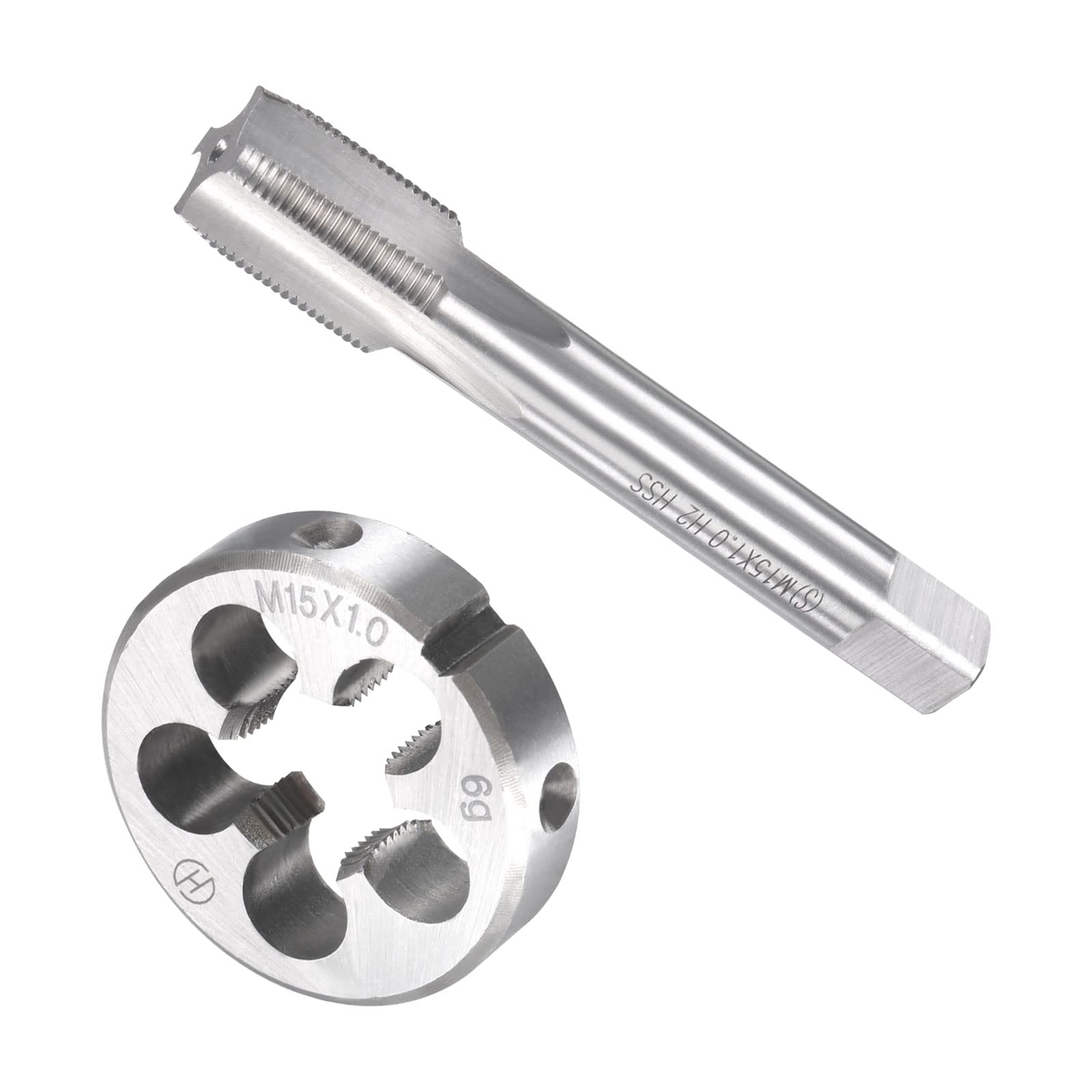 QUARKZMAN M15 x 1mm Metrico Macchina Filetto Maschiatura e Rotondo Matrice Set x 1 Set 4 Scanalatura Alta Velocità Acciaio per Lavorazione Ferramenta Strumento