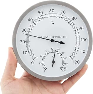 Analog Hygrometer Thermometer for Indoor Weather Dial Gauge Indicator Temperature and Humidity Monitor Hanging Hygrometer for Wall, Table, Garden, Greenhouse or Office Decorative (Silver 5inch)