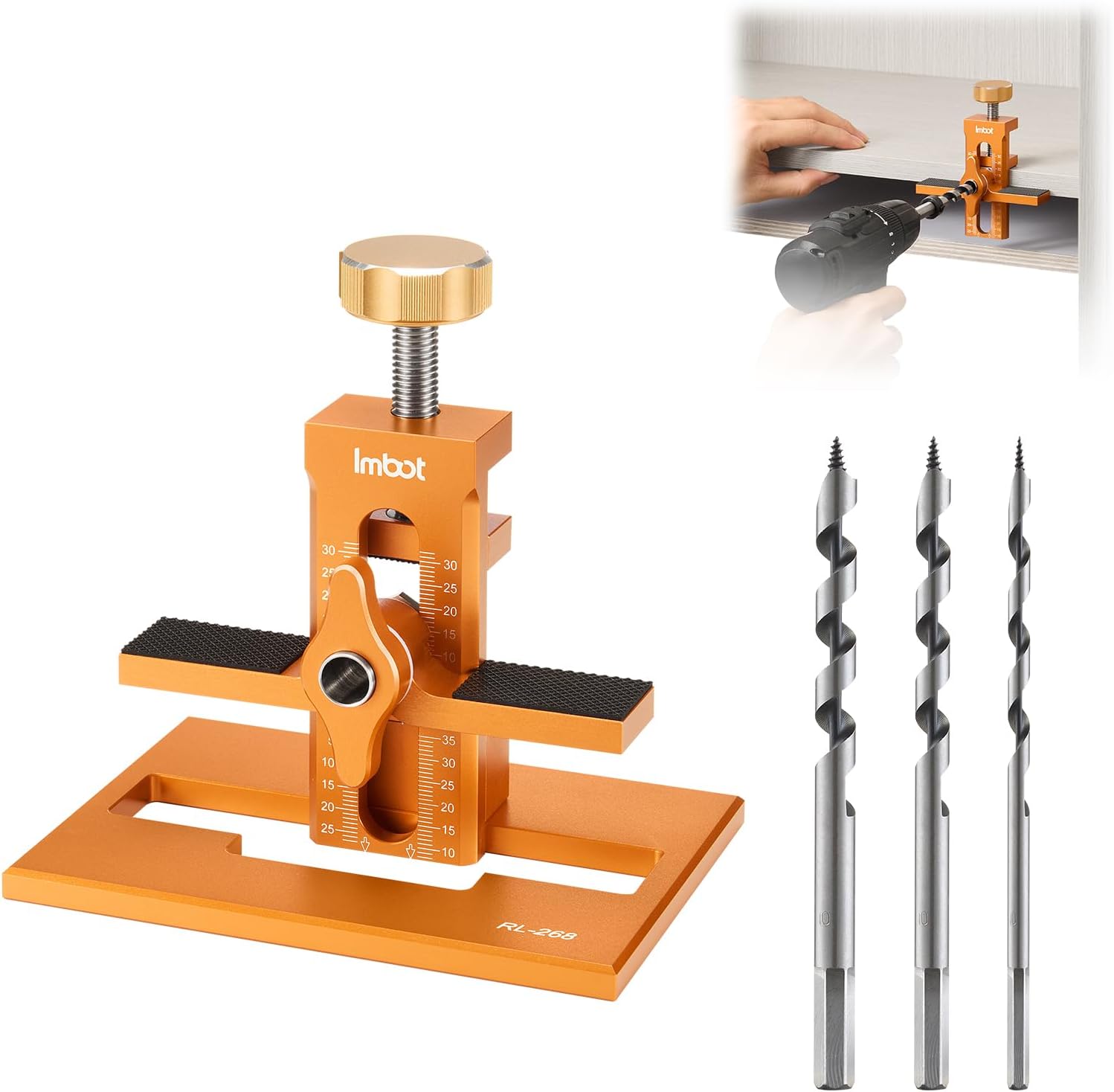 Imbot Cabinet Door Mounting Jig &With Base 3-In-1 Cabinet Door Installation Positioner For Most Cabinet Doors, Easy Alignment, Easily Adjustable Aluminum Cabinet Hardware Jig With Drill Bits