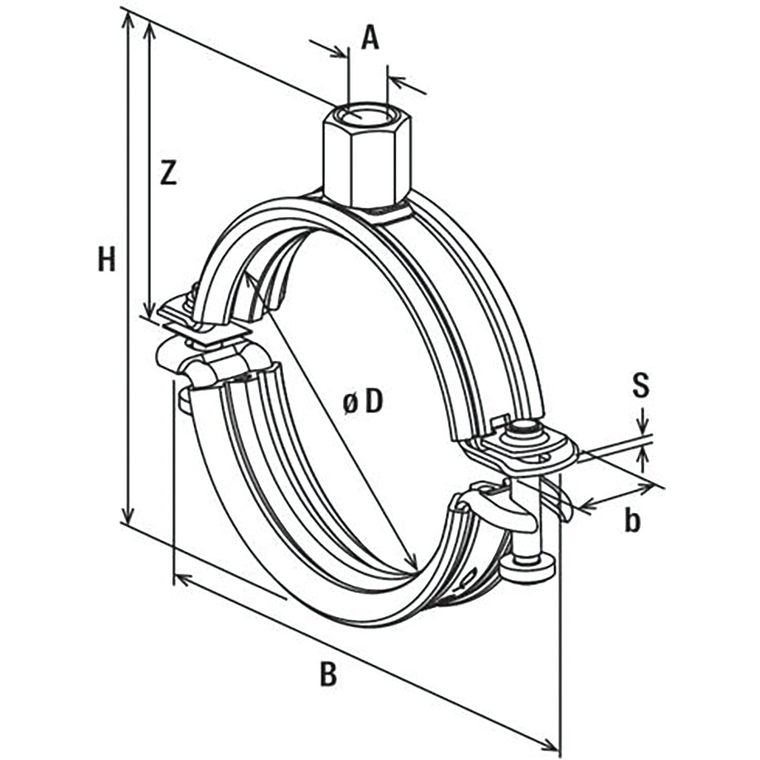 FISCHER FRS-L M8/M10 - Fascetta per tubi in due pezzi, 16-19 mm