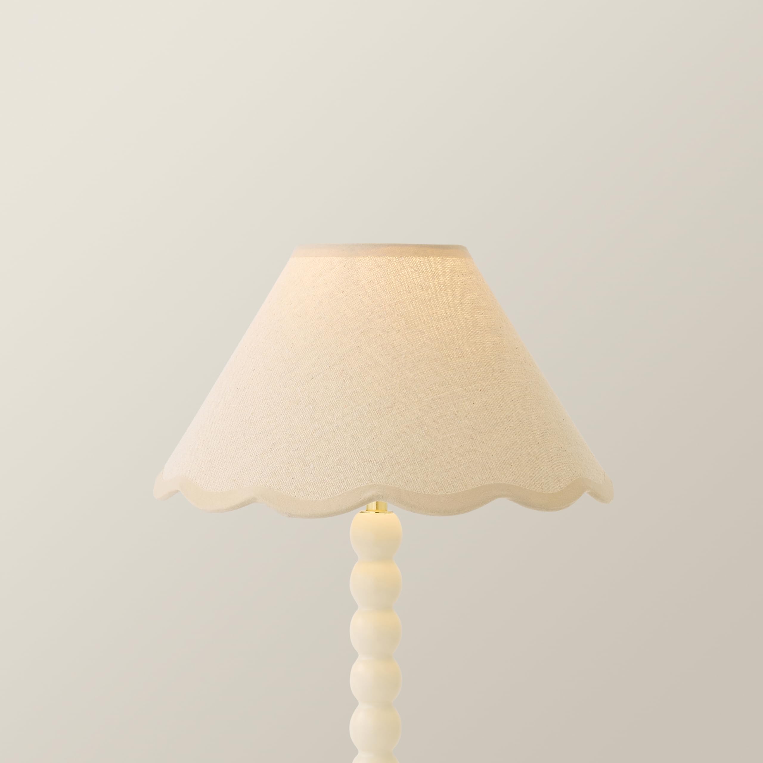 ValueLights | Florie Small Natural Linen Tapered Light Shade with Scallop Trim and Bulb (D) 27cm | Lamp Shades, Home Décor & Improvement Essential