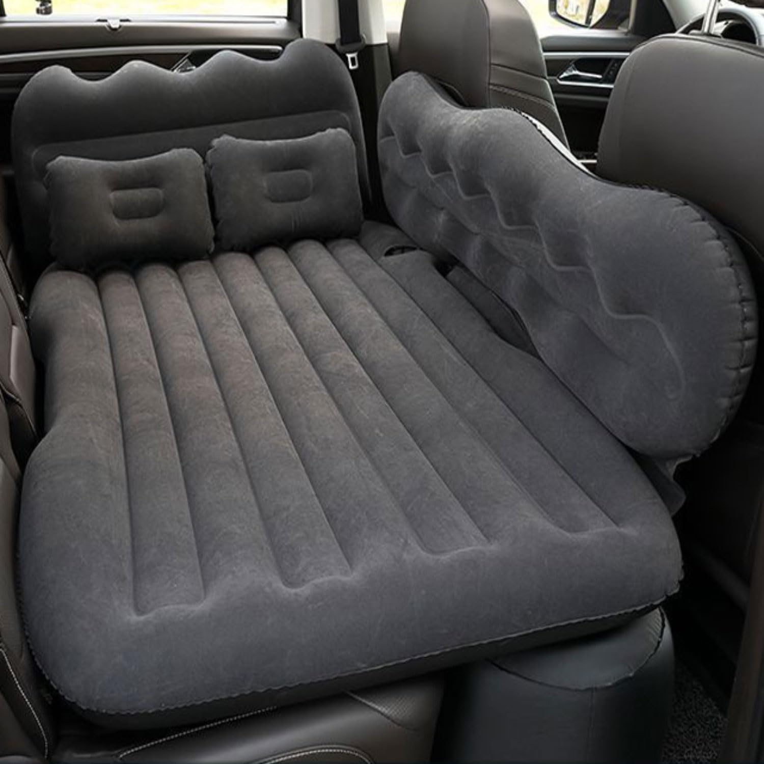 Materac samochodowy Materac SUV z pompką powietrzną i 2 poduszkami dmuchany materac powietrzny nadmuchiwane łóżka samochodowe zagęszczony flokowany do podróży na kemping (135 x 80 cm)