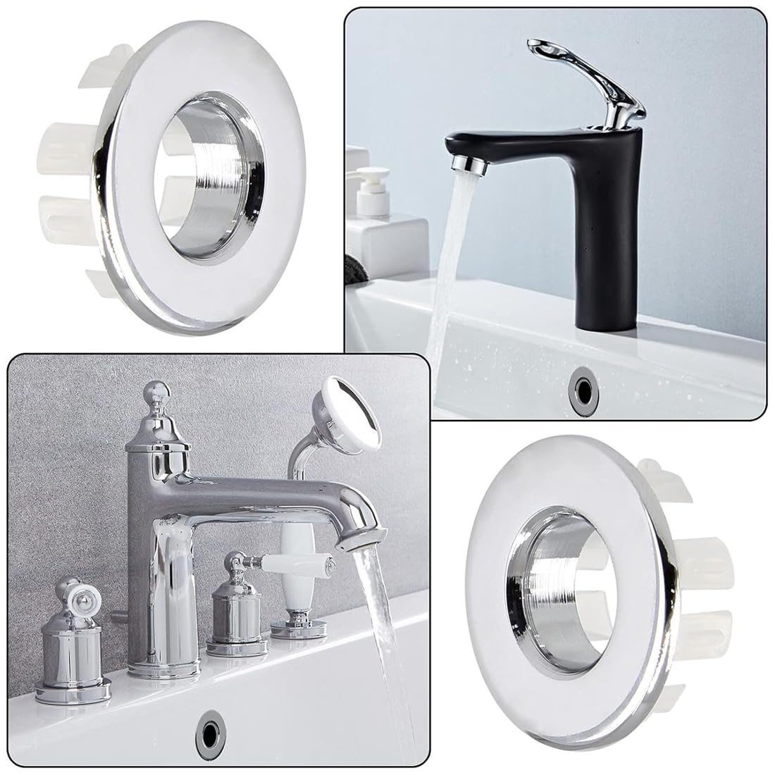 4 Pezzi Troppo Pieno,Tappo Troppo Pieno Lavandino Bagno In Rame, Anelli Di Troppo Pieno,Copertura Rotonda Di Troppo Pieno, Anello Di Troppopieno
