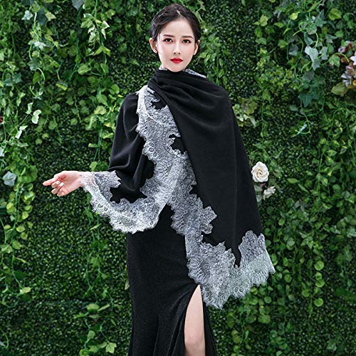Pashmina écharpe grande taille wrap de fête à fleurs et poches intégrées