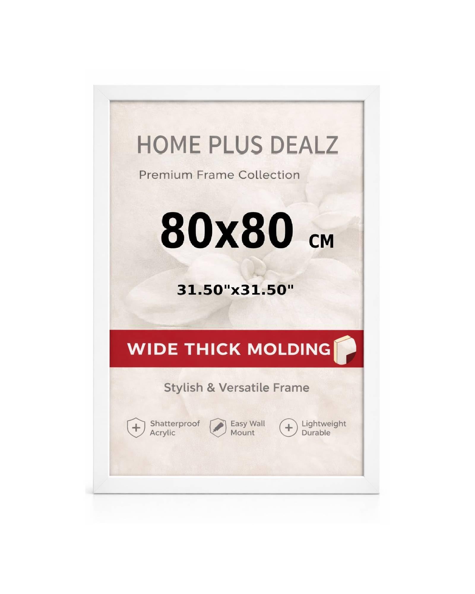 Home Plus Dealz 80x80 cm Square White MDF Wall Picture Frame with Protective Clear Acrylic Front – Modern Photo, Poster & Art Print Display — image 1