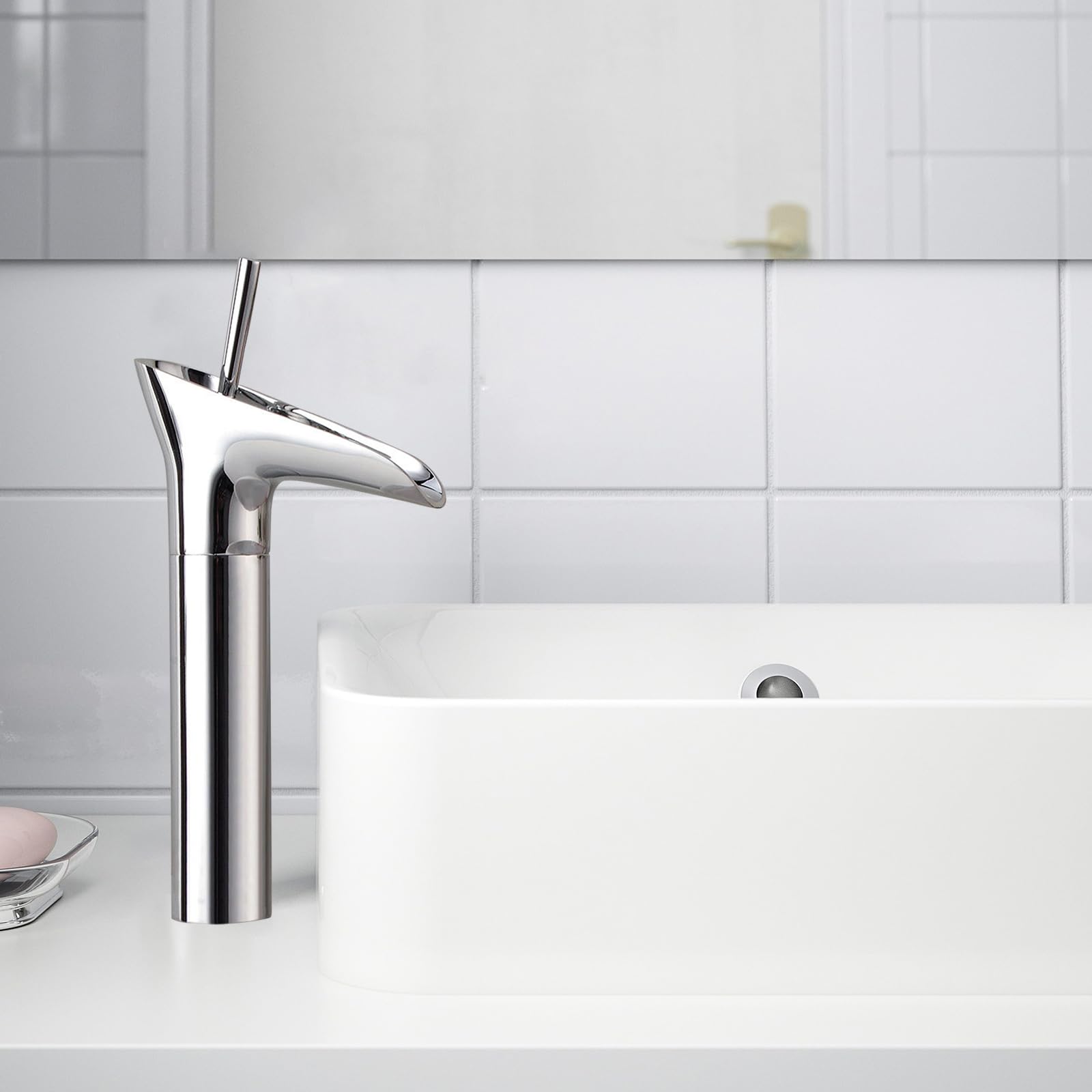 Grifo baño cromo,Cascada Grifo de lavabo,Alto Alto Grifo Mezclador de Baño Antiguo Monomando Grifo Mezclador Baño Lavabo de Latón