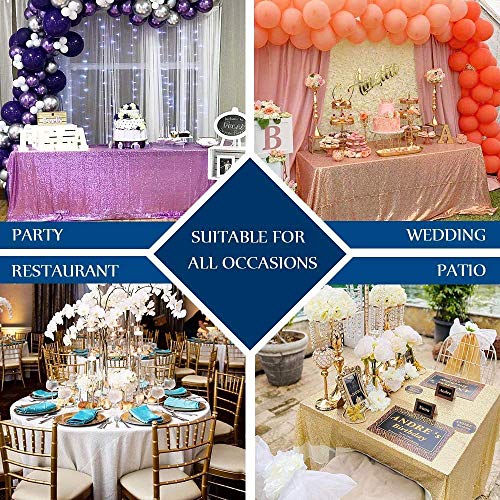YONGDA-48 inch Round Silver Sequined Tablecloth can be Used for Parties, Weddings, banquets and Other Activities