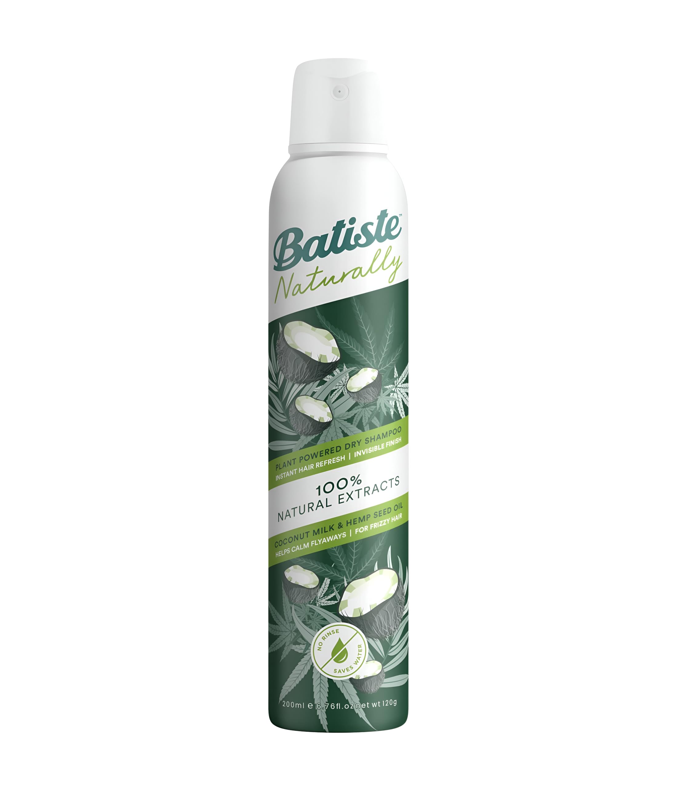 Batiste Naturally Instant Hair Refresh Coconut Milk & Hemp Dry Shampoo For All Hair Type, 200 Ml