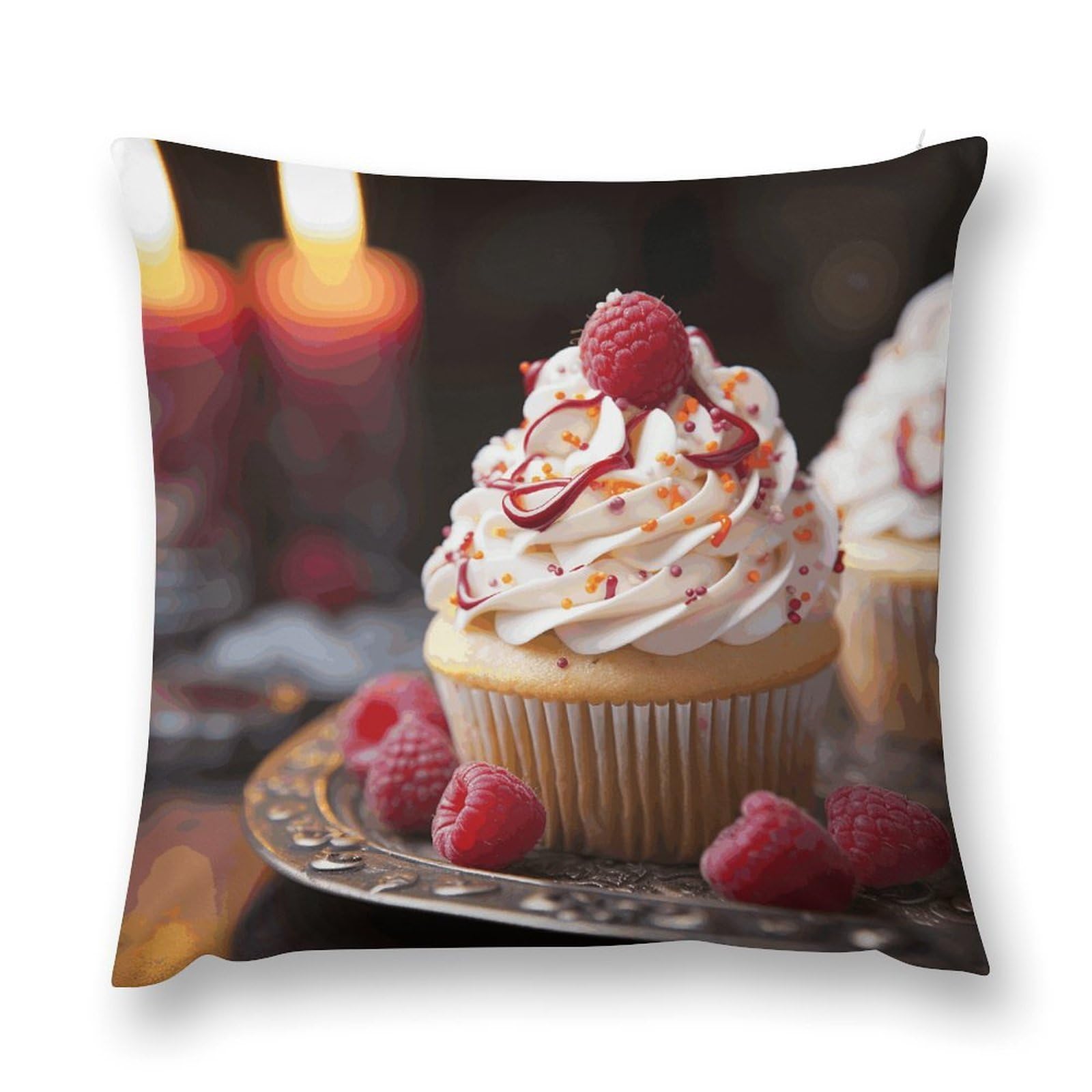 asbwuo Plush Pillow Case Cupcake Dessert Decorative Throw Pillowcase Soft Cozy Cushion Pillow Cover for Bed Couch Sofa