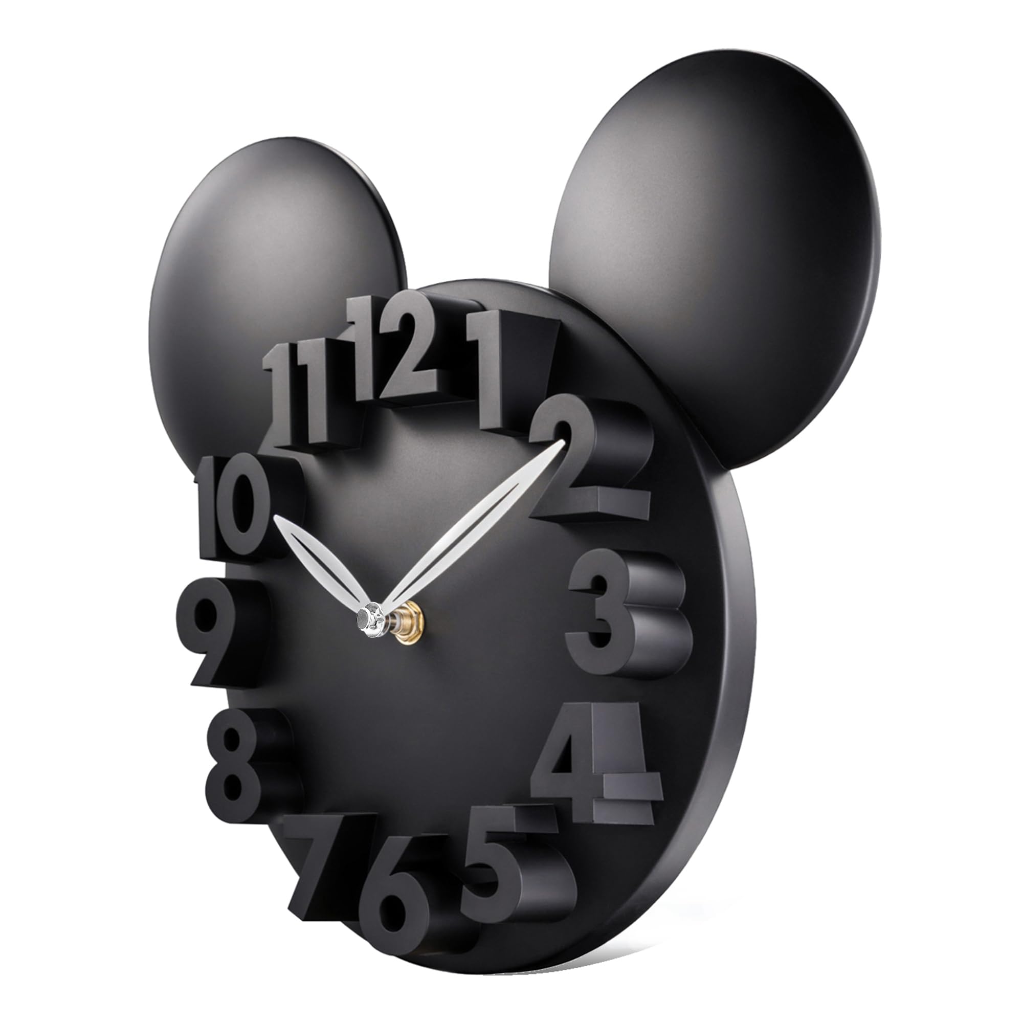 Lafocuse Black Wall Clock for Kids, Cute Funny Clocks with 3D Numbers Modern Cartoon Design for Children Bedroom Nursery Classroom