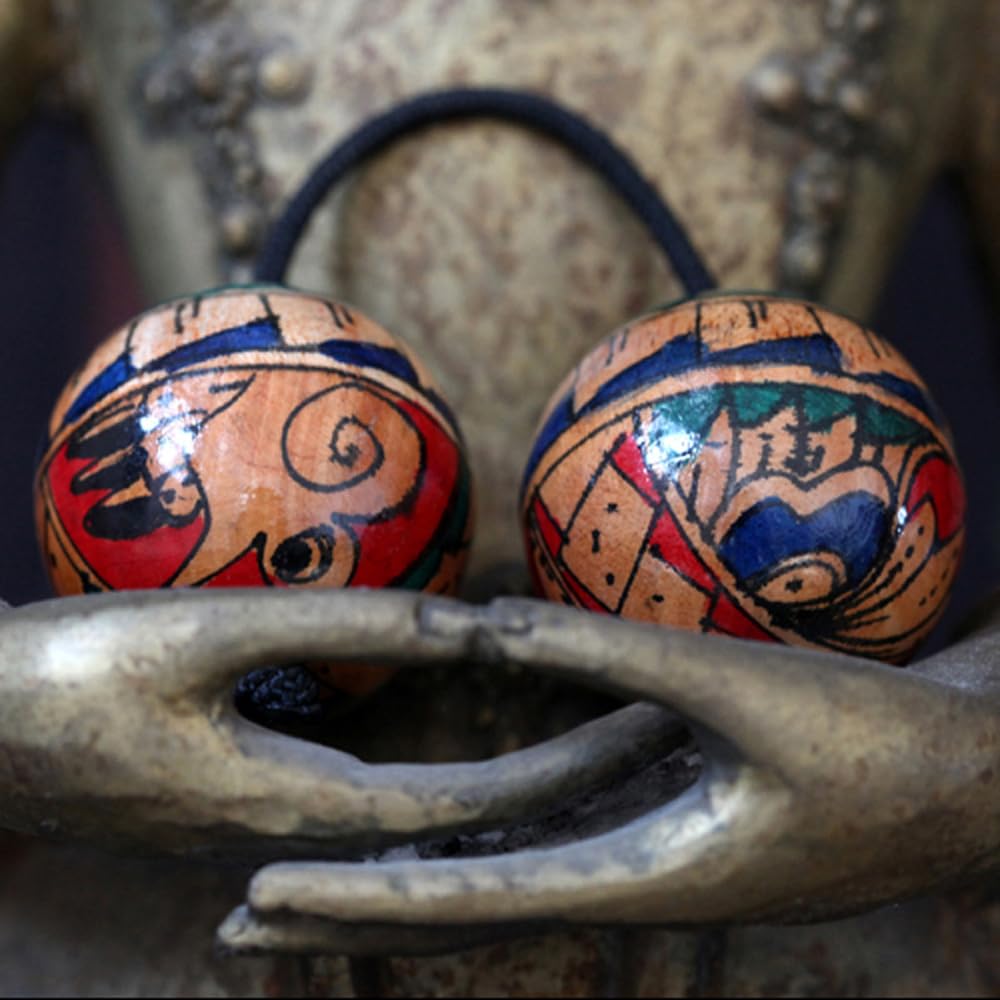 Laroal 1 Pcsafrican Shaker Instrument 1 Pair Rhythmic Ball Wood Double Ball Musical Percussion Instruments Hand Shaker Balls Supplies Musical For Lovers Beginners - Image 2