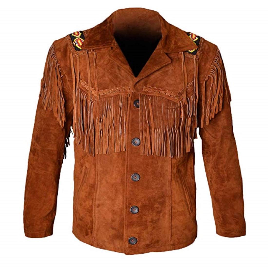 LEATHERAY Western Leather Jackets for Men Cowboy Leather Jacket and Fringe Beaded Coat Suede Leather shirt