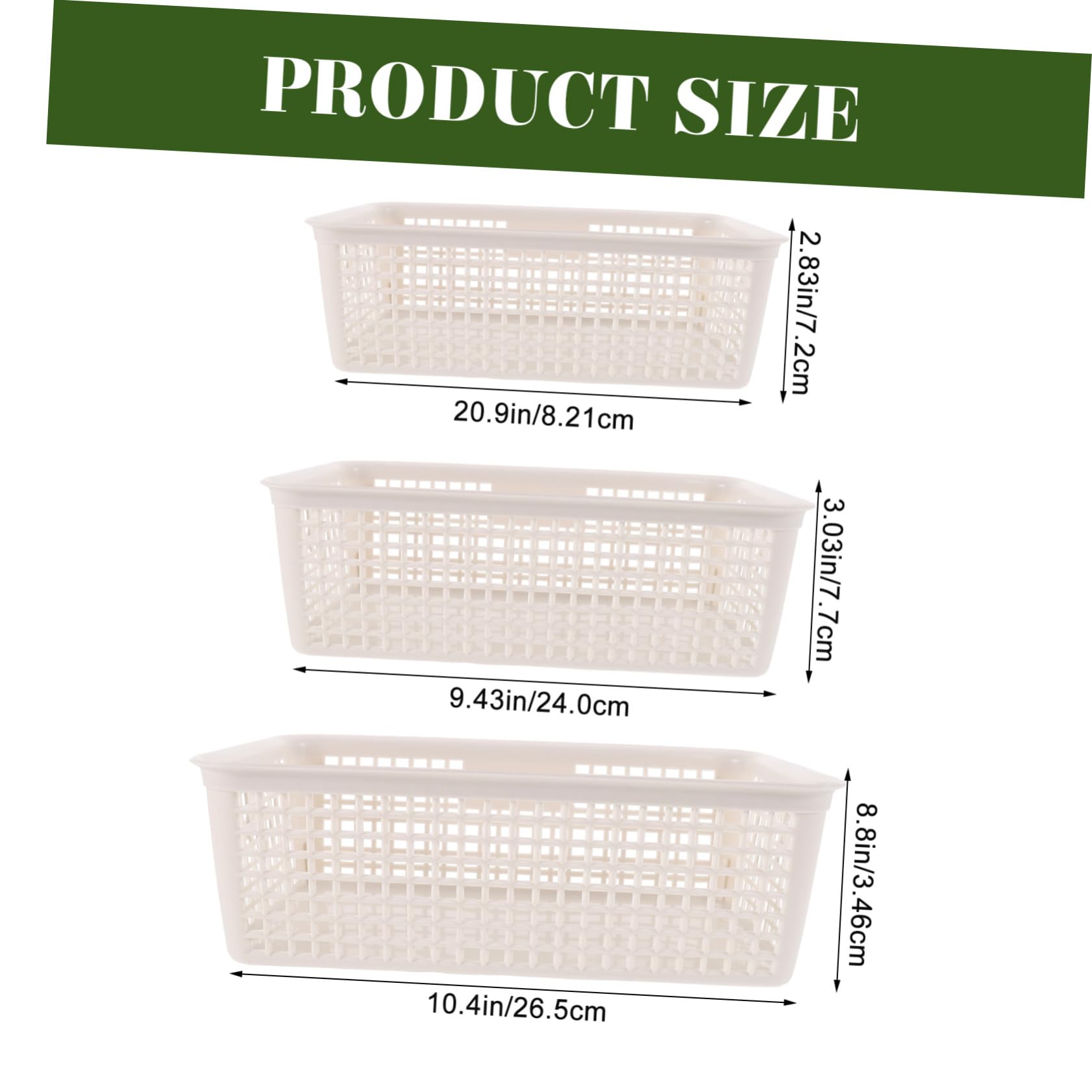 Cabilock 2 Series Cesta De Almacenamiento Plástica Apilable Con Organizador De Escritorio Con Asas Para Baño Cocina Y Armario Capacidad Grande Para Objetos Pequeños 3 Piezas X 2