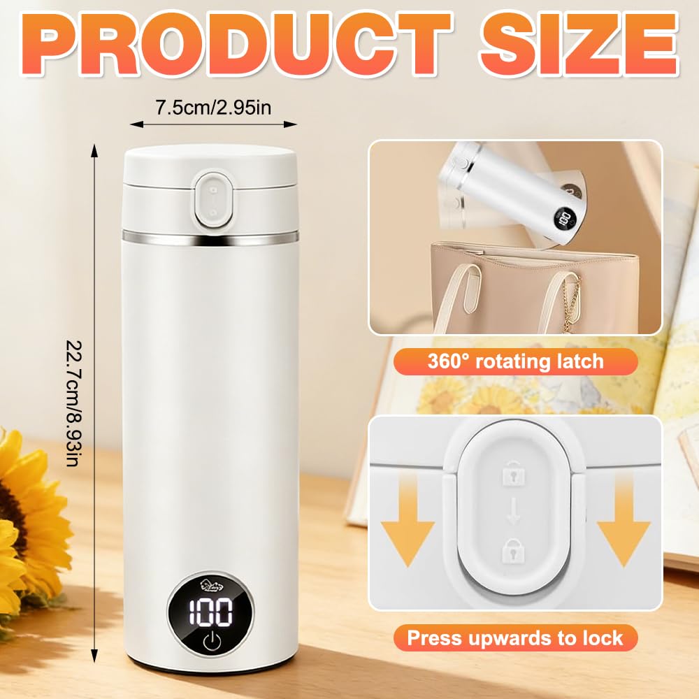 Mini Bouilloire Electrique, 500ML Petite Bouilloire électrique,300W Bouilloire USB, 6 Temperatures Mini Bouilloire Portable Arrêt Automatique, Chauffe Eau Portable pour Café Lait Thé Voiture