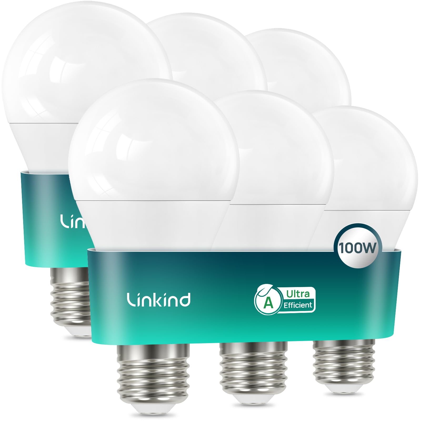Linkind LED E27 Bulbs,Ultra-Efficient Class A LED Bulbs, 7.2W (100W Equivalent), Neutral White 4000K, 1521LM, GLS Edison Screw-in Bulb, Non Dimmable, Pack of 6