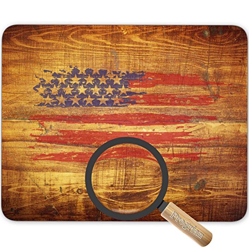 Retro USA Flag on Vintage Wood Texture Background Mouse pad mat