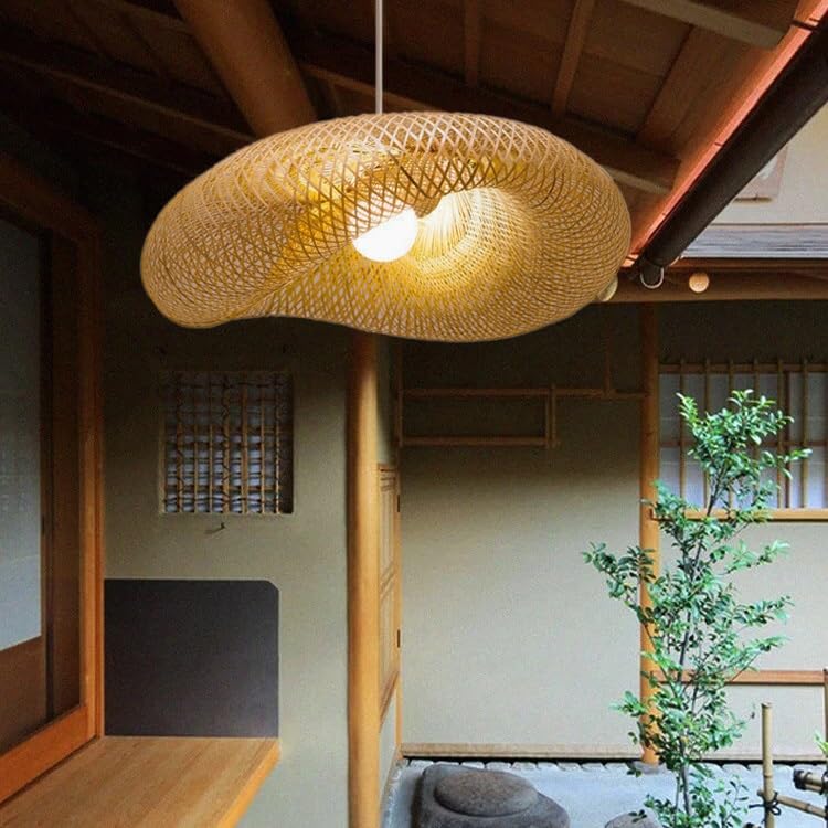 Suspension industrielle E27 bambou reglable 50cm pour eclairage chaleureux cafe - 6