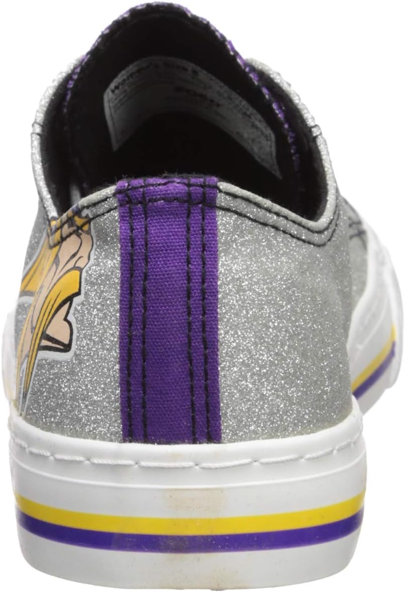 FOCO Minnesota Vikings NFL Womens Glitter Low Top Canvas Shoes - 10 - Image 3